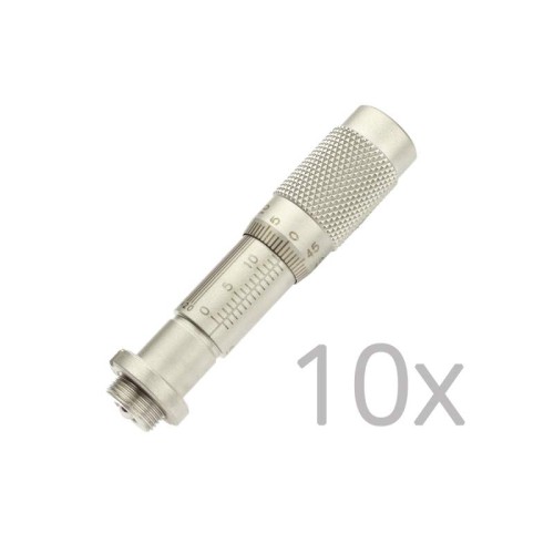 Cost-Saving Pack of 10 ea. Vernier Micrometer, 13 mm Travel, 9 lb Load Capacity, 50.8 TPI
