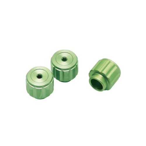 Threaded Knob, 1/4-100, Green Anodized, 3-Pack