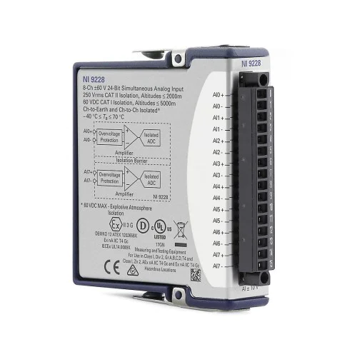 NI (National Instruments) NI-9228 ±60 V, 1 kS/s/ch, 24-Bit, Simultaneous Input, 8-Channel C Series Voltage Input Module