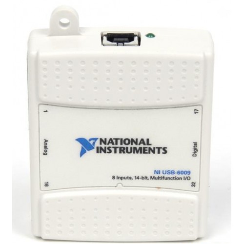 NI (National Instruments) USB-6009 8 AI (14-Bit, 48 kS/s), 2 AO (150 Hz), 13 DIO USB Multifunction I/O Device